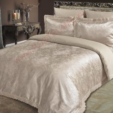 Сатин-жаккард Бланманже (кружево 5 см)