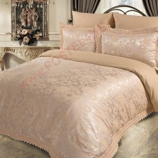 Сатин-жаккард Карамель (кружево 8 см)