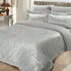 Сатин-жаккард Сорбет (кружево 8 см)